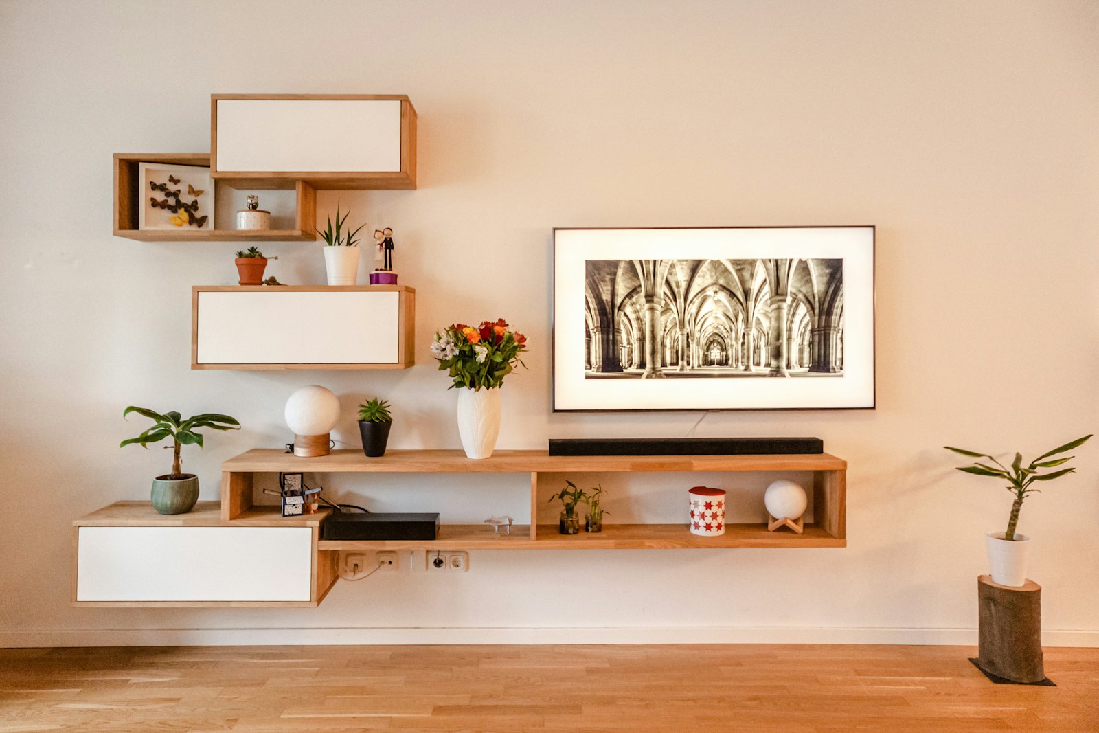 Floating Oak TV Wall Unit